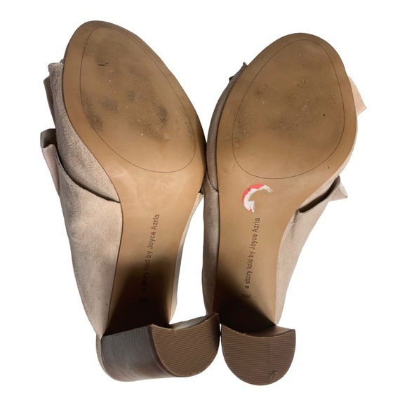 Avec Les  Filles Mallory Nude Peep Toe Ruffle Heel Mules Size 7.5 Shoes - Picture 14 of 15